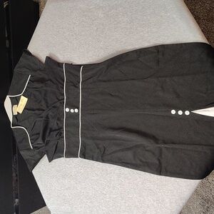 Elegant Black Dress with White Accents